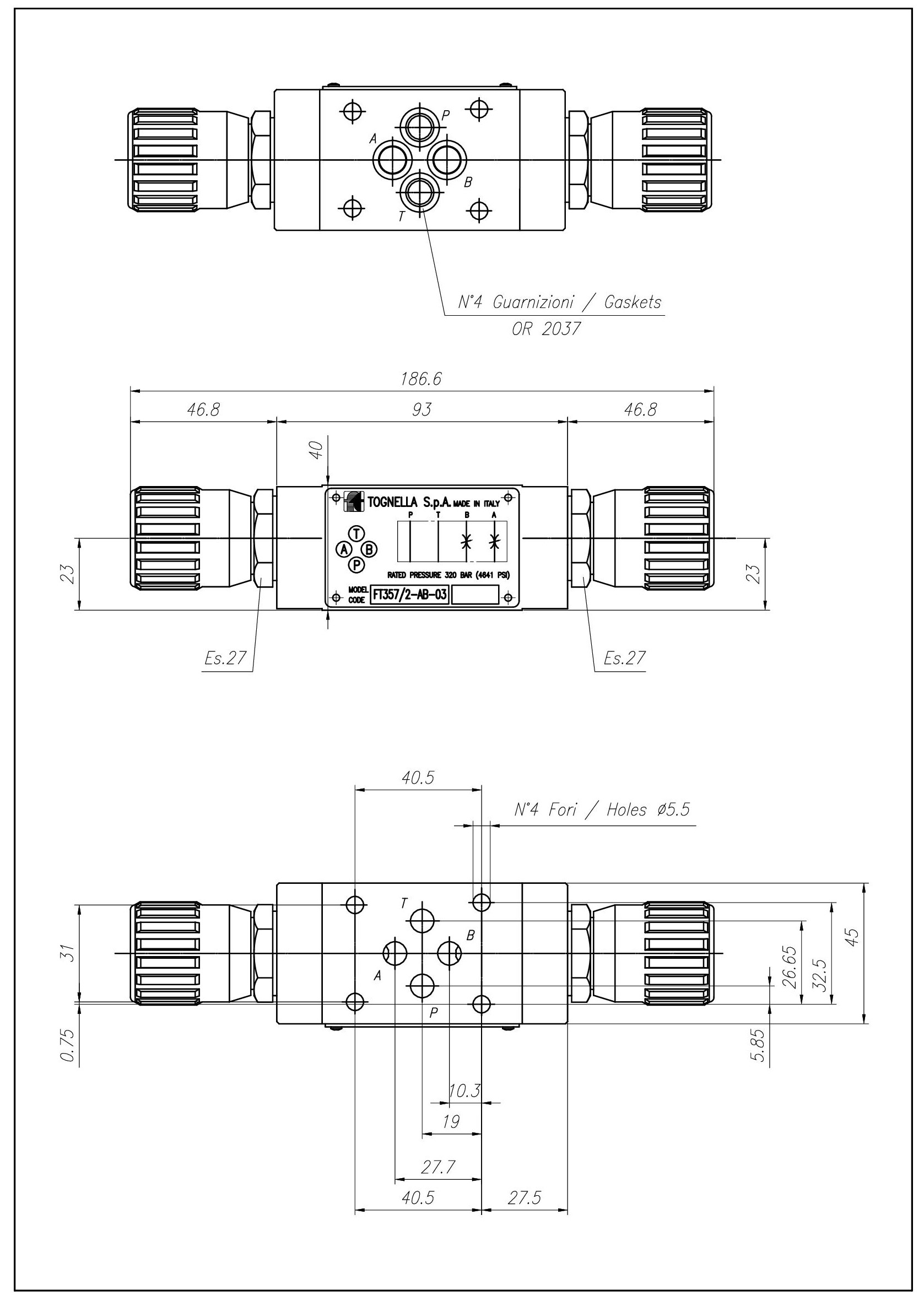 Double Acting Flow Control Valves Cetop 3 Adjustment Handwheel Tognella Spa Valvole 8268